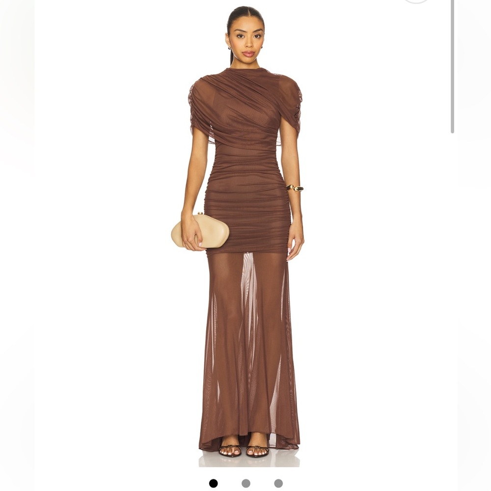 Amanda Uprichard Brown Maxi Dress with Sheer Skirt
